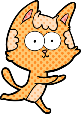 Bir insan tarafından çizilmiş mutlu çizgi film kedisi.