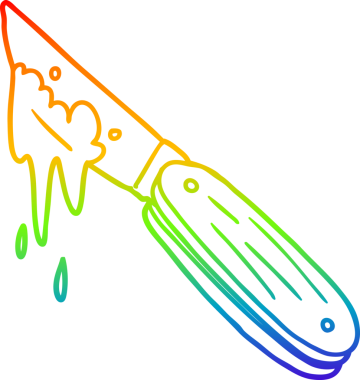 Bir insan tarafından çizilmiş kanlı bir bıçağın çizimi.