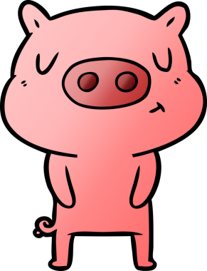 Bir insan tarafından çizilmiş çizgi film içerikli domuz.