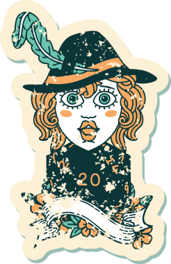 Bir insan tarafından çizilmiş 20 zarlı Retro Dövme Tarzı insan ozanı