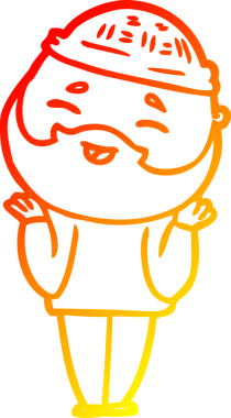 Bir insan tarafından çizilmiş mutlu sakallı bir adamın çizgi çizimi.