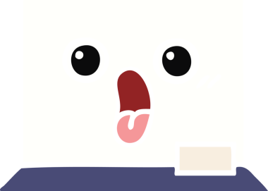 Bir insan tarafından çizilmiş beyaz bir panonun düz renkli retro karikatürü