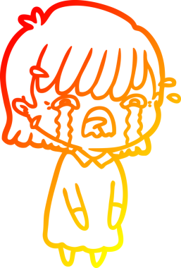 Bir insan tarafından çizilmiş ağlayan çizgi film kızı çizimi.