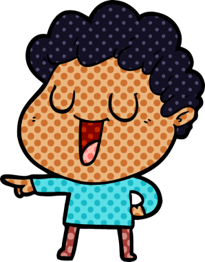 Bir insan tarafından çizilmiş gülen çizgi film adamı.