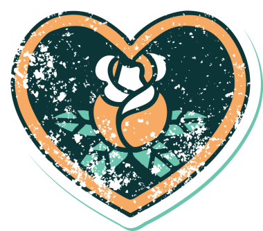 Bir insan tarafından çizilmiş kalp ve çiçeklerin sembolik depresif dövme şekli