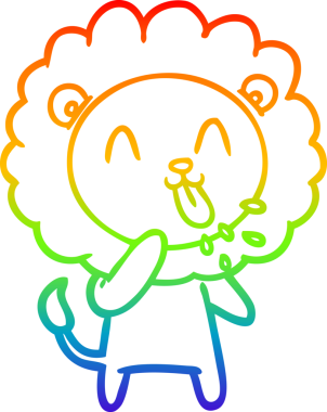 gökkuşağı gradyanı çizimi bir insan tarafından çizilmiş mutlu bir karikatür aslanı