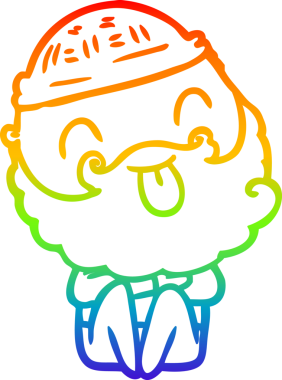 Gökkuşağı gradyan çizgisi sakallı bir adamın bir insan tarafından çizilmiş dili.