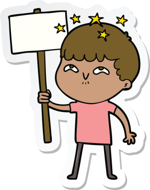 Bir insan tarafından çizilmiş bir karikatür çıkartması.