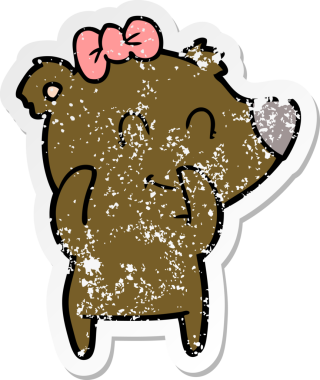 Bir insan tarafından çizilmiş dişi ayı karikatürü.