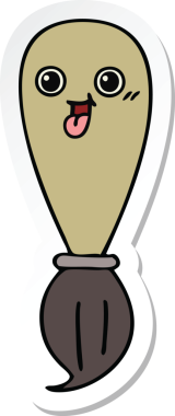 Bir insan tarafından çizilmiş şirin bir karikatür fırçasının çıkartması.