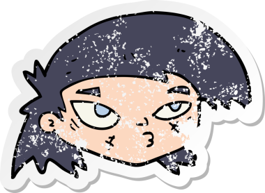 Bir insan tarafından çizilmiş karikatür çıkartması.