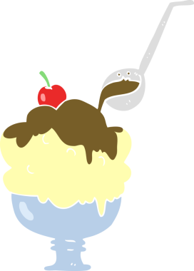 Bir insan tarafından çizilmiş dondurmanın düz renk çizimi