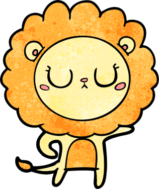 Bir insan tarafından çizilmiş çizgi film aslanı.