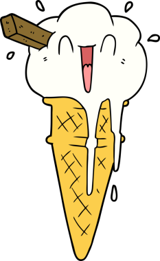 Bir insan tarafından çizilmiş karikatür dondurma.