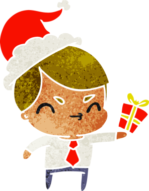 Bir insan tarafından çizilmiş Kawai çocuğunun Noel karikatürü.