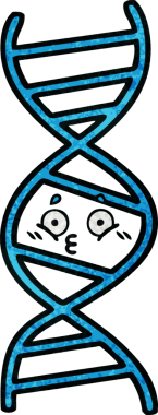 Bir insan tarafından çizilmiş DNA ipliğinin retro grunge desen karikatürü