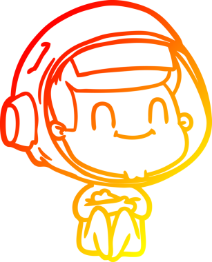 Bir insan tarafından çizilmiş mutlu bir astronotun sıcak çizgi çizimi