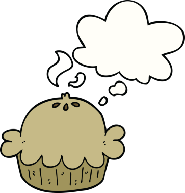 Bir insan tarafından çizilmiş düşünce baloncuklu çizgi film pastası.