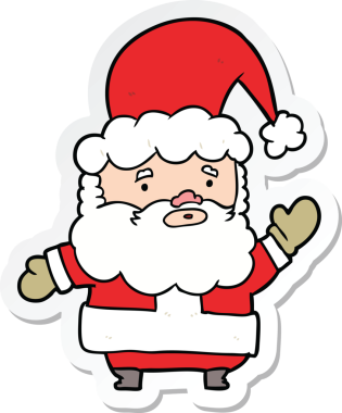 Bir insan tarafından çizilmiş Noel Baba çizgi filminin çıkartması.