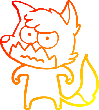 Bir insan tarafından çizilmiş kızgın tilki çizgi çizimi.