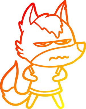 Bir insan tarafından çizilmiş kızgın bir kurdun sıcak çizgi çizimi.