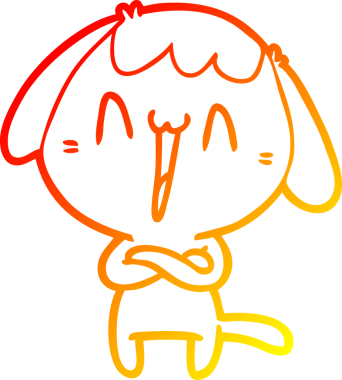 Bir insan tarafından çizilmiş sevimli bir köpeğin sıcak çizgi çizgisi.