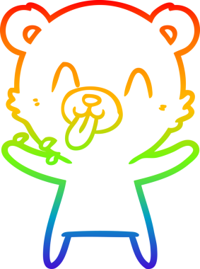 Gökkuşağının gradyan çizimi kaba bir karikatür kutup ayısının bir insan tarafından çizilmiş dili.