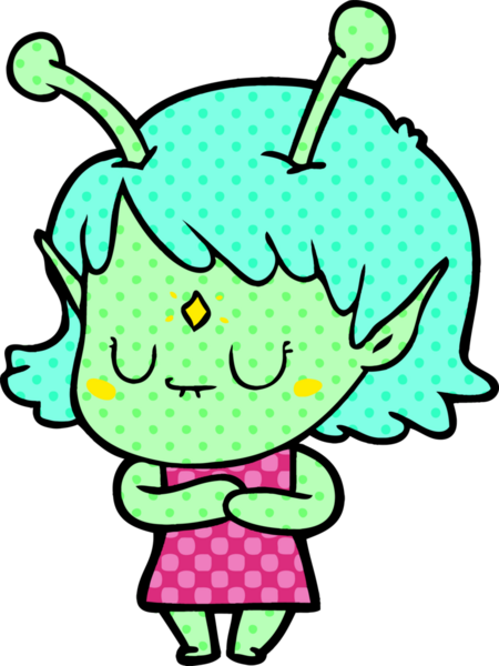 Bir insan tarafından çizilmiş uzaylı kız.