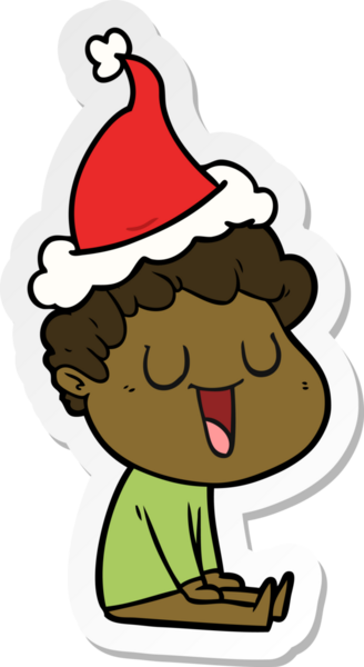 Bir insan tarafından çizilmiş Noel Baba şapkası giymiş bir adamın gülen el yazısı.