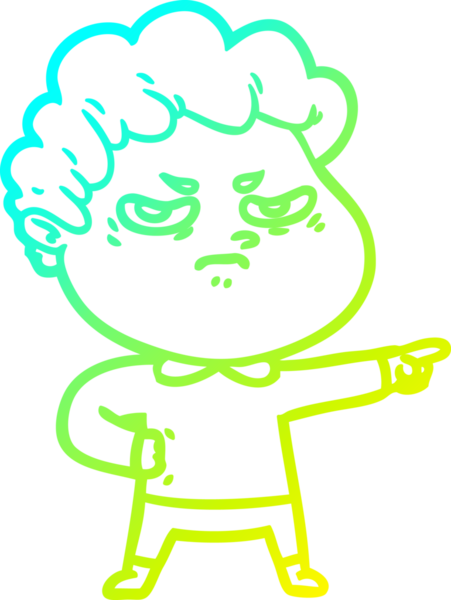 Bir insan tarafından çizilmiş kızgın bir adamın soğuk çizgi çizimi.