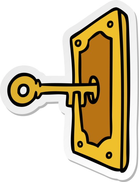 Bir insan tarafından çizilmiş bir kapı kolunun el çizimi karikatürü.