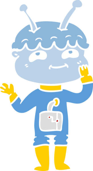 bir insan tarafından çizilmiş düz renk çizgi film uzay adamı