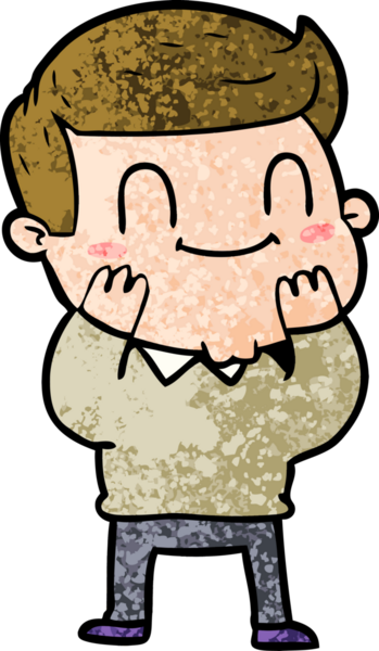 Bir insan tarafından çizilmiş çizgi film dostu bir adam.