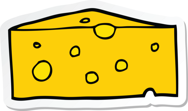 Bir insan tarafından çizilmiş karikatür peynirinin çıkartması.