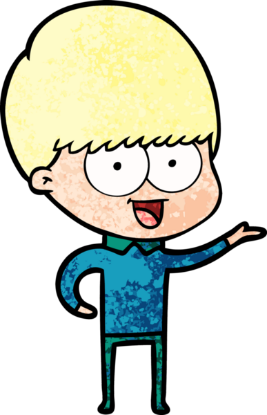 Bir insan tarafından çizilmiş mutlu çizgi film çocuğu.