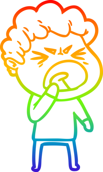 Bir insan tarafından çizilmiş öfkeli bir adamın çizdiği gökkuşağı gradyan çizgisi.