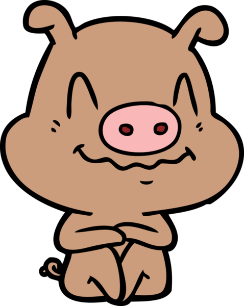 Bir insan tarafından çizilmiş sinirli çizgi film domuzu.