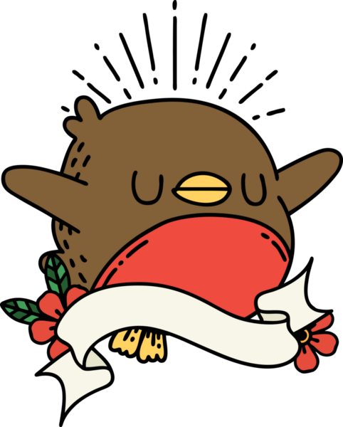 Dövme tarzı kanat çırpan bir insan tarafından çizilmiş parşömen afişi.