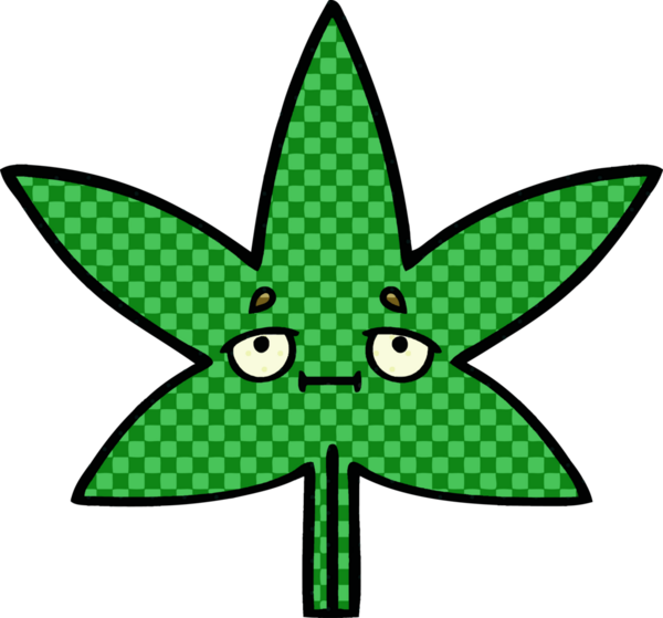 Bir insan tarafından çizilmiş marihuana yaprağının karikatürü.