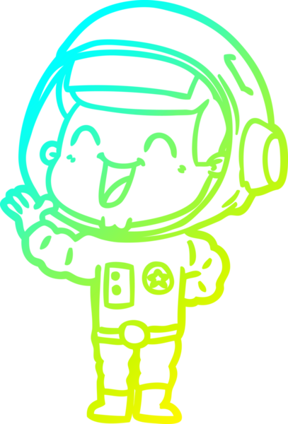 Bir insan tarafından çizilmiş mutlu bir astronotun soğuk gradyan çizimi.