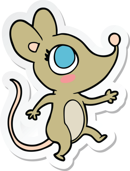 Bir insan tarafından çizilmiş çizgi film faresinin çıkartması.