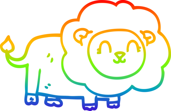 Gökkuşağı gradyan çizgi çizimi Bir insan tarafından çizilmiş mutlu aslan