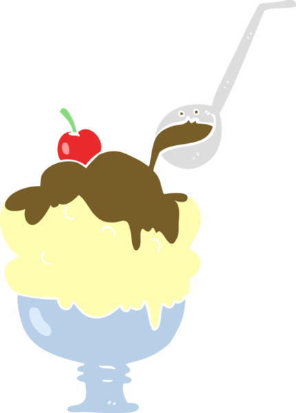 Bir insan tarafından çizilmiş dondurmanın düz renk çizimi