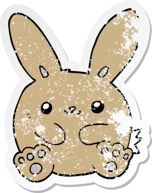 Bir insan tarafından çizilmiş karikatür tavşanı.