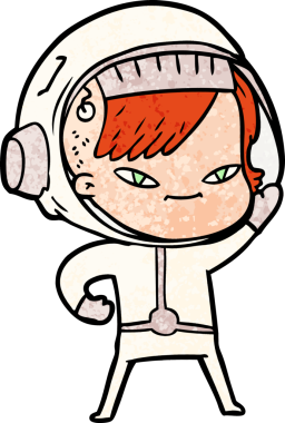 Bir insan tarafından çizilmiş astronot kadın.