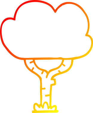 Bir insan tarafından çizilmiş bir çizgi film ağacının sıcak gradyan çizimi