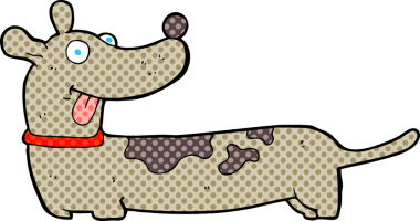 Bir insan tarafından çizilmiş çizgi film köpeği.