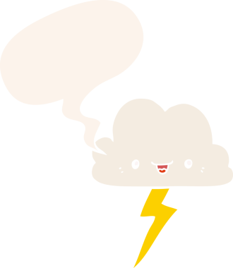 bir insan tarafından çizilmiş, konuşma baloncuklu karikatür fırtına bulutu.