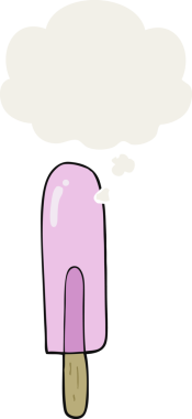 Düşünce baloncuklu buz lolipopu insan tarafından çizilmiş.