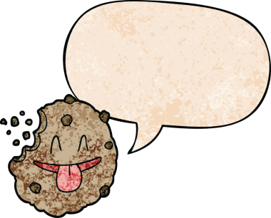 bir insan tarafından çizilmiş eski moda konuşma baloncuklu çizgi film kurabiyesi.